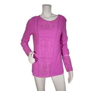 Soft Surrounding Women Sz M Top Alta Mara Pink Embroidery Lace Boho Cottagecore
